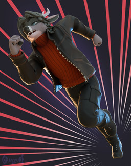 action_pose anthro antlers boots bottomwear cargo_pants clothing footwear horn jacket leather leather_clothing leather_jacket leather_topwear male pants pose ribbed_clothing ribbed_sweater running shoes solo speed_lines topwear gravvure deer mammal 2025 3d_(artwork) absurd_res digital_media_(artwork) hi_res