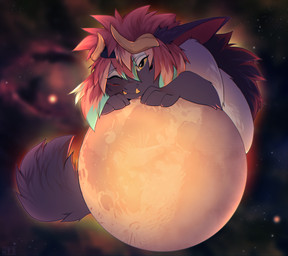 2_horns big_ears black_body black_fur demonic feral fluffy fluffy_hair fur hair head_horn horn long_ears male moon one_eye_closed red_hair sky solo space star teetch teeth white_body white_fur yellow_eyes shyryp mythology nintendo pokemon shoto_(shyryp) dragon generation_4_pokemon hybrid lucario mammal mythological_creature mythological_scalie pokemon_(species) scalie absurd_res digital_media_(artwork) hi_res