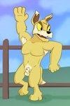 3_toes 4_fingers animal_genitalia anthro armpit_hair armpit_tuft balls body_hair digitigrade feet fingers genitals male penis penis_tip sheath solo toes vacantyoshi neopets tormund lupe_(neopets) neopet_(species) 2:3 absurd_res hi_res