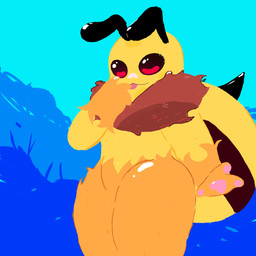 ambiguous_gender anthro finger_fetish finger_lick finger_play fingers fur licking neck_tuft pawpads paws red_body red_fur simple_background solo tongue tongue_out tuft yellow_body yellow_fur abyss_arts arthropod bee hymenopteran insect 1:1 hi_res