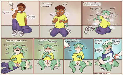 age_difference age_regression age_restriction anthro balls bodily_fluids clothed clothing confusion cum dialogue dry_orgasm erection forced forced_orgasm forced_transformation fur genital_fluids genitals hair hypnosis male mental_regression mind_control object_in_mouth orgasm pacifier pacifier_in_mouth penis permanent permanent_transformation sex_toy simple_background solo species_transformation tail text transformation young younger_male wangsgraveyard canid canine canis human mammal wolf absurd_res digital_media_(artwork) english_text hi_res