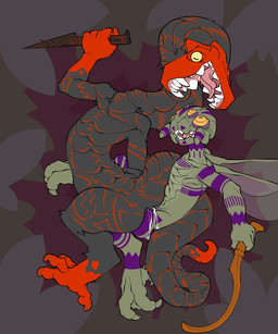 4_eyes ambiguous_gender ambiguous_penetrated ambiguous_penetration anthro black_body bodily_fluids bodypaint claws cum cum_while_penetrated dagger duo facial_markings feet fur genital_fluids green_body head_markings holding_object holding_weapon insect_wings long_neck looking_up male male/ambiguous male_penetrating male_penetrating_ambiguous markings melee_weapon multi_eye nude open_mouth orange_eyes pattern_background penetration pupils sex sickle_sword simple_background slit_pupils talons teeth toe_claws toes tongue weapon wings yellow_eyes xenopera arthropod humanoid insect 2022 5:6 digital_media_(artwork) hi_res