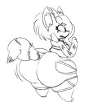 anthro barefoot big_butt bouncing_butt butt clothing crop_top dipstick_ears ear_markings eyelashes fangs feet female female_anthro fluffy fluffy_tail fur hair hindpaw huge_butt inner_ear_fluff looking_at_butt looking_at_own_butt looking_at_self looking_back markings multicolored_ears overweight overweight_anthro overweight_female paws raccoon_tail rear_view ring_(marking) ringed_tail shirt simple_background snout solo striped_body striped_fur striped_markings striped_tail stripes tail tail_markings teeth three-quarter_view topwear tuft white_background maddeku mammal procyonid raccoon 2019 black_and_white digital_drawing_(artwork) digital_media_(artwork) full-length_portrait hi_res monochrome portrait sketch