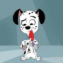 black_ears black_spots blue_collar collar duo extreme_size_difference feral floppy_ears freckled_face freckles fur heterochromatic_ears holding_character male micro red_collar size_difference spots white_body white_fur white_spots shrunkendalmatian 101_dalmatian_street 101_dalmatians disney dawkins_(101_dalmatians) dylan_(101_dalmatians) canid canine canis dalmatian domestic_dog mammal hi_res