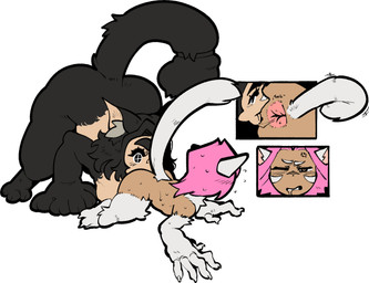 all_fours anal anus black_body black_fur bodily_fluids brown_body brown_skin cross_eyes drooling duo female fur gaping gaping_anus hair heart_eyes heart_symbol larger_female male male/female oral pink_hair polydactyly raised_tail rimming saliva sex size_difference smaller_male sweat tail forebodingart chessly animal_humanoid cat_humanoid domestic_cat felid felid_humanoid feline feline_humanoid felis humanoid maine_coon mammal mammal_humanoid hi_res