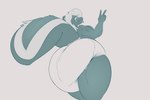 anthro butt butt_focus clean_diaper diaper female gesture hand_gesture looking_at_viewer looking_back looking_back_at_viewer low-angle_view raised_tail rear_view solo tail tongue tongue_out worm's-eye_view steelshark mammal mephitid skunk hi_res