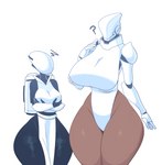 big_breasts black_body breast_envy breasts brown_body clothed clothing duo faceless female huge_breasts huge_hips huge_thighs machine not_furry question_mark thick_thighs white_body white_clothing wide_hips conditional_dnp welwraith haydee_(game) risk_of_rain artificer_(risk_of_rain) haydee humanoid robot featureless_(disambiguation) absurd_res hi_res