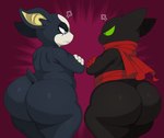 anthro big_butt black_body black_fur blue_eyes butt duo fur green_sclera huge_butt male multicolored_body multicolored_fur nude rear_view tail two_tone_body two_tone_fur white_body white_fur sssonic2 cartoon_network jojo's_bizarre_adventure mao_mao:_heroes_of_pure_heart iggy_(jjba) sheriff_mao_mao_mao canid canine canis domestic_cat domestic_dog felid feline felis mammal 2022 crossover hi_res