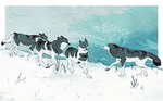 ambiguous_gender belly circle_eyebrows eyebrows feral fur grass grey_body grey_fur group outside plant running tail white_belly winter mochrincrunch canid canine canis mammal wolf absurd_res digital_media_(artwork) hi_res