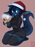 anthro beverage breasts christmas_clothing christmas_headwear clothing container cup dark_body dark_skin female hat headgear headwear holidays kneeling legwear looking_at_viewer santa_hat small_breasts smile solo sweater tail thick_thighs thigh_highs toeless_legwear topwear turtleneck wide_hips nyxondyx christmas mythology smolder animal_humanoid dragon dragon_humanoid humanoid mythological_creature mythological_scalie scalie hi_res