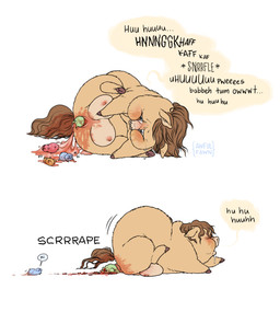 abuse ambiguous_gender birth blood blush bodily_fluids brown_hair crotch_breasts crowning death dialogue dying female feral fur genital_fluids genitals gore group hair infanticide labor_pains live_birth lying on_side organs overweight overweight_female overweight_feral tail tan_body tan_fur tears text vaginal_blood vaginal_fluids vulva young young_ambiguous young_feral awfulfawn fluffy_pony fluffy_pony_(species) mammal 2025 absurd_res artist_name english_text hi_res mother_(lore) mother_and_child_(lore) parent_(lore) parent_and_child_(lore)