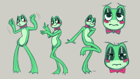 anthro blush blush_stickers bow_tie dancing eyelashes female green_body green_skin solo jobbythehong chainsaw_man glitch_productions reze_dance reze_face_meme the_amazing_digital_circus ribbit_(tadc) amphibian frog 16:9 2025 hi_res meme widescreen female_(lore)