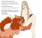 akam anthro breasts canid canine canis cunnilingus duo english_text female female/female genitals hair human human_on_anthro imminent_transformation incest_(lore) interspecies licking long_hair mammal nipples oral pawpads pre-transformation pussy sex simple_background spread_legs spreading text tongue tongue_out transformation transformation_through_sex vaginal white_background wolf