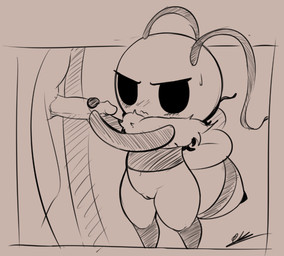2_antennae anthro arthropod_abdomen blush bodily_fluids duo erection faceless_character faceless_male featureless_hands female genitals holding_another's_penis holding_penis humanoid_genitalia humanoid_vulva larger_male looking_at_another's_genitalia looking_at_another's_penis looking_at_genitalia looking_at_penis male male/female multicolored_arthropod_abdomen multicolored_body neck_tuft penis size_difference slit_penis smaller_female standing stinger sweat tuft vulva cryankiebuillar bug_fables moonsprout_games vi_(bug_fables) arthropod bee honey_bee hymenopteran insect 2025 digital_media_(artwork) monochrome signature