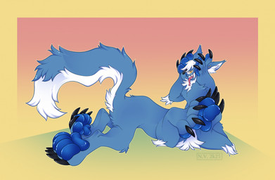 1_eye arm_tuft big_feet big_hands big_tail black_claws blue_body blue_feet claws elbow_tuft feet foot_hands hair huge_feet huge_hands huge_tail hyper hyper_feet inner_ear_fluff long_nails looking_at_viewer male neck_tuft open_mouth piercing simple_background smile smiling_at_viewer solo tail toe_claws tongue tongue_out tuft tusks unusual_anatomy unusual_tail white_hair yellow_eyes nika_vizard echo_(doubleecho) alien cyclops norn_(doubleecho) taur digital_media_(artwork) hi_res