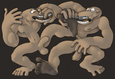 angry athletic car dark_soles duo face_grab feet flaccid foot_fetish foot_grab foot_sniffing foreskin genitals half-erect happy male male/male muscular muscular_male not_furry penis silly silver_nipples simple_background small_waist smile sniffing tall vehicle ravuer humanoid hi_res