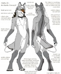 anthro chest_tuft collar collar_only digitigrade female fur hair mane mane_hair nude profanity solo tail text tuft alphaki alpha_ki canid canine canis coyote mammal werecanid werecanine werecoyote werecreature english_text model_sheet