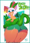 anthro big_breasts breasts butt eyeshadow female fur green_eyes looking_at_viewer looking_back looking_back_at_viewer makeup one_eye_closed simple_background smile solo tail tan_body tan_skin text white_body white_fur wings wink negullust chinese_zodiac mythology sega sonic_the_hedgehog_(series) year_of_the_dragon rouge_the_bat bat dragon hybrid mammal mythological_creature mythological_scalie scalie 2024 english_text hi_res signature