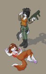 4_fingers 4_toes almar anthro assault_rifle bad_trigger_discipline bicolored_tail black_body black_fur black_hair black_nose blood blood_on_hand blood_pool blue_eyes bodily_fluids boots border_collie breast_wound breasts brown_body brown_fur brown_hair bullet_wound butt canid canine canis chest_tuft cj_(everlastwolf) claws clothed clothed/nude clothed_female_nude_female clothing collie confusion corpse cute_fangs dead_eyes domestic_dog duo dying facial_wound fatal_wound feet female fingers fluffy fluffy_tail footwear fur gore_focus green_eyes gun gunshot_wound hair handpaw herding_dog hi_res jacket killing leg_markings mammal markings medium_breasts multicolored_body multicolored_fur nipples nosebleed nude panini_(everlastwolf) pastoral_dog pawpads paws perforating_wound pink_nipples pink_nose ranged_weapon rifle ryona sheepdog small_breasts smoke smoking_gun socks_(marking) soles tail toes topwear tuft violence vr_headset weapon white_body white_fur wounded