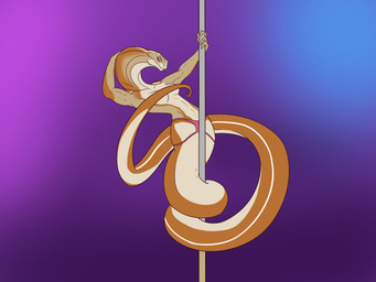 anthro apode breasts clothed clothing coiling convenient_censorship covering covering_breasts dancing female legless looking_at_viewer narrowed_eyes non-mammal_breasts orange_body orange_scales panties panties_only pole pole_dancing red_eyes scales serpentine snake_hood solo tail tail_around_pole tail_censorship topless underwear underwear_only alorix x-com cobra draconcopode naga reptile scalie snake viper_(x-com) 2020 absurd_res full-length_portrait hi_res portrait