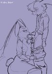 5_fingers animal_genitalia animal_penis anthro anthro_on_anthro anthro_penetrated anthro_penetrating anthro_penetrating_anthro balls big_butt biped blush bodily_fluids bottomwear bottomwear_down breasts butt canine_genitalia canine_penis clothed clothed_anthro clothed_female clothed_male clothing collared_shirt cum cum_drip cum_from_mouth cum_in_mouth cum_inside cum_on_chin cum_on_penis cum_string dress_shirt dripping duo erection eye_contact female female_penetrated fingers genital_fluids genitals hair half-closed_eyes hand_on_penis humanoid_hands interspecies kneeling_oral_position knot looking_at_another looking_down looking_up male male/female male_penetrating male_penetrating_female narrowed_eyes necktie pants pants_down partially_clothed penetration penis penis_in_mouth purple_background sex shirt short_hair short_tail side_view simple_background tail text thick_thighs topwear shen_hokori nintendo pokemon generation_4_pokemon lagomorph leporid lopunny mammal pokemon_(species) rabbit absurd_res artist_name english_text greyscale hi_res monochrome sketch
