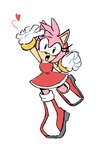 anthro boots clothing female footwear gloves handwear heart_symbol looking_at_viewer open_mouth open_smile shoes simple_background smile solo dreddstarin sega sonic_the_hedgehog_(series) amy_rose eulipotyphlan hedgehog mammal