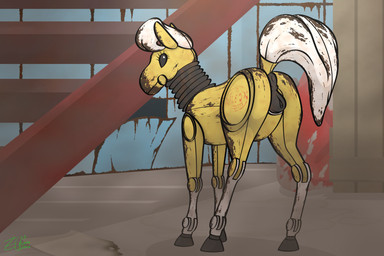 animal_genitalia animal_vulva anus dock_(anatomy) dust equine_anus equine_genitalia equine_vulva female feral genitals machine metal puffy_anus raised_tail rust solo tail tail_anus toy vulva zehfox fallout microsoft equid equine giddyup_buttercup_(fallout) mammal robot 3:2 absurd_res digital_media_(artwork) hi_res