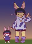 anthro boots bottomwear clothing duo footwear male shoes shorts simple_background damian5320 jacketpd dami_(damian5320) lagomorph leporid mammal rabbit absurd_res colored_sketch hi_res sketch