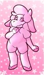 ambiguous_gender anthro chibi fur hair hooves nude pink_body pink_eyes pink_fur pink_hair simple_background solo standing wool_(fur) wool_hair wiprogress bovid caprine mammal sheep