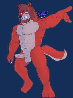 abs anthro barazoku beard erection facial_hair fur genitals male muscular muscular_anthro muscular_male nude pecs penis red_body red_fur smile smiling_at_viewer smirk smirking_at_viewer solo conditional_dnp kazuhisa_(artist) kemoteto_yakuza_project reddy_(kbh_yeen) canid canine canis mammal wolf 2025 3:4 absurd_res alpha_channel hi_res