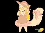 alternative_fashion anthro bow_ribbon female fluffy fluffy_tail frilly fur j-fashion long_ears machine ribbons solo tail yellow_body yellow_eyes yellow_fur sourmagic sugarlemon android domestic_cat felid feline felis hybrid lagomorph leporid mammal rabbit robot alpha_channel low_res