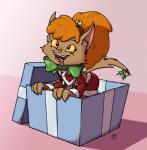 2016 anthro bodily_fluids box canid canine claws clothed clothing container drooling female fur ghoul_school gift hair hanna-barbera holidays holly_(plant) in_box in_container mammal mythological_canine mythological_creature mythology neck_bow orange_hair plant saliva scooby-doo_(series) smile solo tongue tongue_out were werecanid werecanine werewolf winnie_werewolf_(ghoul_school) wwwjam yellow_eyes young young_anthro