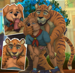 adult_on_child adult_on_young adult_rimming_young age_difference anal anal_penetration anthro anthro_on_anthro anthro_penetrated anthro_penetrating anthro_penetrating_anthro balls barazoku blue_clothing blue_footwear blue_socks blue_topwear blush bodily_fluids bottomless clothed clothed_male clothing duo erection eyebrows footwear foreskin from_behind_position fur genitals hand_on_tail humanoid_genitalia humanoid_penis licking lips male male/male male_penetrated male_penetrating male_penetrating_male nude nude_male oral orange_body orange_fur orange_tail partially_clothed penetration penile penile_penetration penis penis_in_ass penis_lick pubes rimming sex socks sweat tail tail_grab teeth tongue topwear young young_anthro young_male younger_anthro younger_male younger_penetrated rov mercury_abbey willie_(mercury_abbey) canid canine canis domestic_dog felid mammal pantherine tiger 2025 hi_res