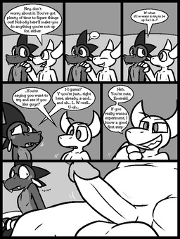 2_horns anthro anthro_on_anthro big_penis blush claws cute_fangs dialogue duo ellipsis erection fangs finger_claws genitals grin hands_on_legs horn humanoid_genitalia humanoid_penis imminent_sex interspecies male male/male motion_lines nipples onomatopoeia penis sharp_teeth shoulder_grab slightly_chubby slightly_chubby_anthro slightly_chubby_male smile sound_effects speech_bubble teeth text throbbing throbbing_penis ultilix european_mythology mythology emerald_(ultilix) to-be-named-later demon dragon mythological_creature mythological_scalie scalie western_dragon 2025 comic english_text greyscale monochrome multiple_scenes