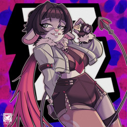 alternate_species anthro big_breasts black_bottomwear black_clothing black_gloves black_hair black_handwear black_shorts black_topwear bottomwear breasts cheese clothing dairy_products ears_down eyelashes female fingerless_gloves food fur furrification gloves grey_body grey_clothing grey_eyes grey_fur grey_topwear hair handwear holding_cheese holding_food holding_object long_tail multicolored_hair necktie_between_breasts pattern_background pink_background pink_hair pink_nose pivoted_ears ponytail short_hair shorts simple_background solo spade_tail tail thick_thighs topwear two_tone_hair white_body white_fur wide_hips rodolfoslime mihoyo zenless_zone_zero jane_doe_(zenless_zone_zero) mammal murid murine rat rodent 1:1 hi_res