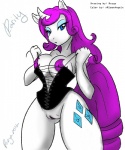 anthro anthrofied breasts clothing corset cutie_mark female fur genitals horn lingerie pussy simple_background solo topwear white_background white_body white_fur rozga xrisenangelx friendship_is_magic hasbro my_little_pony mythology rarity_(mlp) equid equine mammal mythological_creature mythological_equine unicorn 2013 hi_res