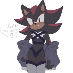 anthro black_body chest_tuft clothed clothing crossdressing femboy fur harness hoodie legwear lingerie looking_at_viewer male red_body red_eyes red_fur simple_background solo stockings text topwear tuft white_background white_body white_fur russlanhub sega sonic_the_hedgehog_(series) shadow_the_hedgehog eulipotyphlan hedgehog mammal english_text