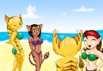 anthro beach bikini blue_eyes bodily_fluids breasts brown_body brown_fur brown_hair butt clothed clothing female fur group hair male midriff one_eye_closed outside seaside striped_body striped_fur stripes sweat sweatdrop swimwear tail tail_tuft tuft two-piece_swimsuit wink yellow_body yellow_fur nyarengadget ratchet_and_clank sony_corporation sony_interactive_entertainment angela_cross ratchet_(ratchet_and_clank) sasha_phyronix talwyn_apogee cazar_(ratchet_and_clank) humanoid lombax mammal markazian 2014