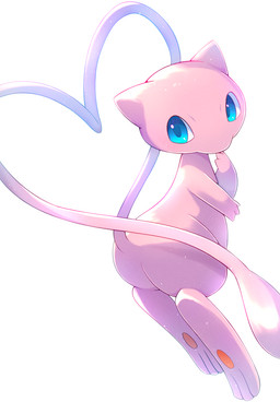 3_fingers 3_toes ambiguous_anthro ambiguous_gender anthro blue_eyes blue_pupils feet feral fingers floating gesture glistening glistening_eyes head_turned heart_symbol light long_tail looking_at_viewer pink_body pink_ears pink_tail pupils semi-anthro simple_background solo tail tail_gesture tail_heart toes white_background rumine nintendo pokemon felid generation_1_pokemon legendary_pokemon mammal mew_(pokemon) pokemon_(species) 2026 hi_res lighting shaded