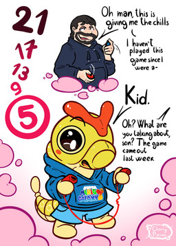 age_regression antennae_(anatomy) anthro blue_clothing clothing controller game_controller hoodie male nintendo_controller offscreen_character pink_smoke poof smoke solo stated_age surprised text time_travel topwear transformation wii_remote yellow_body young cherrypieowo nintendo pokemon super_mario_galaxy_2 wii purath_(barazany420) caterpie generation_1_pokemon human mammal pokemon_(species) shiny_pokemon absurd_res english_text hi_res