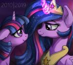 duo eye_contact eyelashes female feral horn looking_at_another purple_eyes smile wings celsian friendship_is_magic hasbro my_little_pony mythology twilight_sparkle_(mlp) equid equine mammal mythological_creature mythological_equine unicorn winged_unicorn 2019 absurd_res hi_res