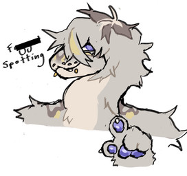 ambiguous_gender anthro blue_eyes blue_pawpads brown_body brown_fur censored_speech censored_text claws dialogue fur gesture hand_gesture highlights_(coloring) homophobic_slur monotone_background pawpads pointing pointing_at_viewer simple_background slur solo tan_body tan_fur text white_background rufffsu cinnamom_(rufffsu) furred_scalie furred_snake reptile scalie snake censored hi_res male_(lore)