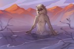 anthro arm_tuft black_nose cheek_tuft chest_tuft crotch_tuft day detailed_background elbow_tuft facial_tuft fur grey_body grey_fur head_tuft light looking_at_viewer male mountain nude outside partially_submerged solo tuft water wet wet_body wet_fur fewiesh mammal procyonid raccoon 2023 artist_name digital_media_(artwork) hi_res lighting