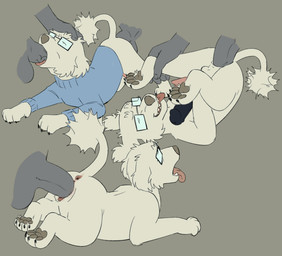 anal anal_penetration andromorph andromorph/male animal_genitalia balls bestiality bottomless clone clothed clothing deep_throat dildo erection eyewear feet fellatio feral feral_penetrated fur genitals glasses group group_sex holding_ankle holding_dildo holding_leg holding_object holding_sex_toy human_on_feral human_penetrating human_penetrating_feral implied_gender_transformation intersex intersex/male interspecies large_penetration lying male male/male male_penetrated male_penetrating male_penetrating_male nude on_back on_front open_mouth oral oral_penetration pawpads penetration penile penile_penetration penis questionable_consent sex sex_toy sharp_teeth simple_background size_difference smaller_penetrated sweater tail tail_fluff teeth toes tongue tongue_out topwear trio vaginal young puppyratcat mean_one_(puppyratcat) canid canine canis domestic_dog human mammal hi_res