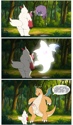 after_sex antennae_(anatomy) anthro anthro_on_anthro balls big_balls big_penis bodily_fluids body_size_growth border butt claws cum cum_from_ass cum_in_ass cum_inside cum_on_ground detailed_background dialogue duo erection foreskin forest fur genital_fluids genitals glans grass holding_object humanoid_genitalia humanoid_penis leaking_cum male male/male nude open_mouth open_smile outside penis plant potion rear_view shrub size_difference size_transformation smile standing text transformation tree tuft unretracted_foreskin urethra white_border wings conditional_dnp erobos nintendo pokemon dragonite generation_1_pokemon generation_3_pokemon koffing pokemon_(species) zangoose 2025 absurd_res comic english_text hi_res multiple_scenes