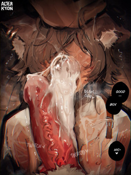after_oral after_sex animal_genitalia animal_penis big_penis bodily_fluids brown_hair bubble canine_genitalia canine_penis cum cum_bubble cum_covered cum_drip cum_from_mouth cum_in_mouth cum_inside cum_on_face cum_on_penis dripping drunk duo ear_piercing ear_ring erection excessive_cum excessive_genital_fluids femboy first_person_view genital_fluids genitals hair hiccuping holding_head male male/male male_humanoid messy nipples open_mouth penis piercing ring_piercing submissive submissive_humanoid submissive_male substance_intoxication alterkyon animal_humanoid cat_humanoid domestic_cat felid felid_humanoid feline feline_humanoid felis humanoid mammal mammal_humanoid 3:4 hi_res gynomorph_(lore)