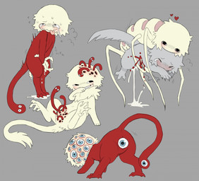 ambiguous_gender anthro anus black_eyes blood blue_eyes blush bodily_fluids body_horror closed_smile crying cum ejaculation eye_pussy eyeball feral feral_on_feral forced fur genital_fluids gore grey_body grey_fur grey_tail grin group heart_symbol holes_in_body ill infection looking_aside looking_pleasured male male/ambiguous monotone_body monotone_fur monotone_tail mouth_closed multi_eye neck_tuft parasite pink_tongue pussy_eye rape red_body red_tail sex sitting smile stab sweat tail tail_eye tail_tuft tan_body tan_fur tan_head tan_tail tears teeth tongue tongue_out trypophobia tuft wavy_mouth what jejejunum arthropod fraid_(species) insect larva maggot worm 2025 digital_drawing_(artwork) digital_media_(artwork) hi_res multiple_images