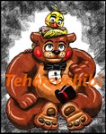 4_fingers anthro beak black_background black_border black_bow_tie black_eyebrows black_nose black_top_hat blonde_hair blue_eyes border bottomwear bow_tie brown_body brown_fur brown_pawpads button_(fastener) cheek_spots claws closed_beak closed_smile clothed clothed_anthro clothed_female clothing duo eye_contact eyebrows eyelashes feather_hair feather_hands feathers feet female female_anthro fingers foot_on_shoulder fully_clothed fully_clothed_anthro fully_clothed_female fur hair hand_on_leg hand_on_own_leg hat headgear headwear larger_anthro larger_male light looking_at_another male male_anthro mouth_closed multicolored_body multicolored_fur orange_beak pawpads pink_bottomwear pink_cheeks pink_clothing pink_shorts pseudo_hair red_cheeks red_eyelids shirt short_hair shorts simple_background sitting size_difference smaller_anthro smaller_female smile smiling_at_another smiling_at_each_other talons text toe_claws toes top_hat topwear whisker_spots white_claws white_clothing white_shirt white_topwear yellow_body yellow_feathers tehcreechibi five_nights_at_freddy's five_nights_at_freddy's_2 scottgames toy_chica_(fnaf) toy_freddy_(fnaf) avian bear bird brown_bear chicken galliform gallus_(genus) mammal phasianid ursine 2016 artist_name colored english_description lighting marker_(artwork) shaded traditional_media_(artwork)