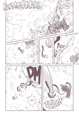 6_panel_comic ambiguous_gender cheek_spots duo feral fur motion_lines open_mouth rock scarf sound_effects text umikit nintendo pokemon pokemon_mystery_dungeon spike_chunsoft gladdiop_(aots) muro_(aots) altaria generation_2_pokemon generation_3_pokemon pichu pokemon_(species) 2026 comic english_text monochrome