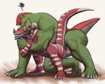 5:4 abdominal_bulge anal anal_penetration animated big_dom_small_sub blush dominant dreg duo green_body green_skin hi_res lizard male male/male mamaubear mohawk muscular muscular_male nemu_(mamaubear) orc penetration red_(mamaubear) red_body red_skin reptile scalie short_playtime size_difference